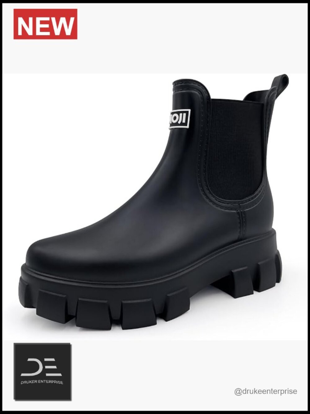 Waterproof Ankle Chelsea Platform Rain Boots Rubber Pull-On